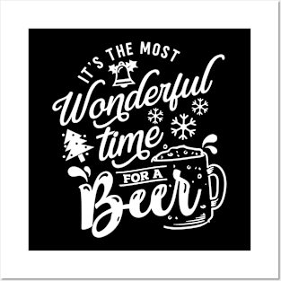 Beer Lover - It's The Most Wonderful Time For A Beer Santa Christmas Posters and Art